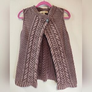 Vintage America Jeans Cotton Ramie Purple Thick Cable Sweater Vest Size Medium